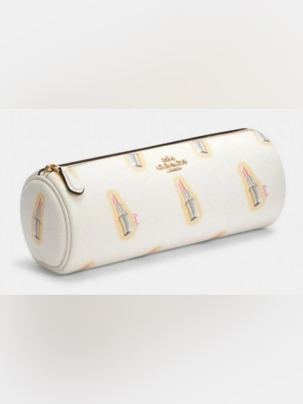 Coach Cream Make-up Bag with Pink Lipstick Motif